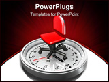 PowerPoint Template - d illustration of a large red office chair sitting on the face of a metallic white clock on a gray 