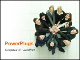 PowerPoint Template - business people in circle with hands in the middle