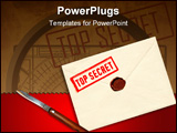 PowerPoint Template - military top secret envelope with stamp and knife for papers