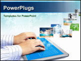 PowerPoint Template - touch tablet concept images streaming from the deep isolated on white background
