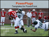 PowerPoint Template - The receiver breaks away from a diving tackle and runs for a touchdown.