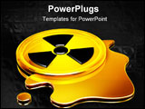 PowerPoint Template - d illustration of a glowing yellow radiation symbol sitting in a puddle of bright orange liquid ove