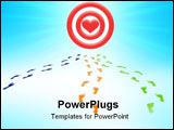PowerPoint Template - The traces going towards the aim heart on a white background