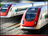 PowerPoint Template - train speeding along its tracks with motion blur.