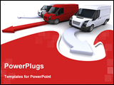 PowerPoint Template - fleet of delivery vans with one leading the way
