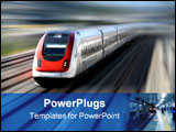 PowerPoint Template - fast train with motion blur along its tracks.
