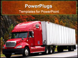 PowerPoint Template - red semi-truck and trailer on a north carolina highway