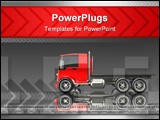 PowerPoint Template - d illustration of a red flatbed truck on a dark gray reflective surface with abstract binary digits