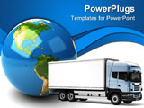 PowerPoint Template - Truck and globe On a white background