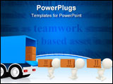 PowerPoint Template - 3D people carrying cardboard boxes to a truck - isolated over a white background