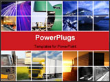 PowerPoint Template - Transport concept with trucks and airplane in in action