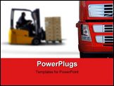 PowerPoint Template - A red semi trailer in a warehouse