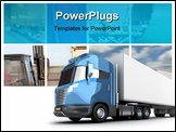 PowerPoint Template - Modern truck with cargo container, isolated on white 3d image