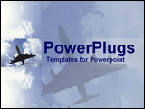 PowerPoint Template - Undercarriage of jet in sky with smaller side view
