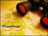 PowerPoint Template - binoculars on a map which is helping to find your way.