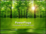 PowerPoint Template - Green forest by a river with reflective filter used.