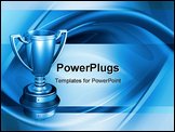 PowerPoint Template - 3d illustration of a chrome trophy over top of a swirly silver ripple background