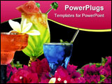PowerPoint Template - ocus on front 2 drinks. Colorful tropical drinks homemade conconcoctions of great rum tequila vodka