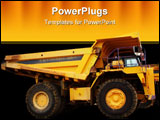PowerPoint Template - Giant yellow dump truck at industrial site