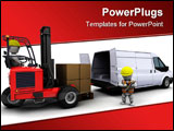 PowerPoint Template - 3d render of man in forklift truck loading a van