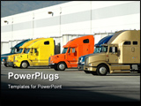 PowerPoint Template - diesel trucks at warehouse loading docks in california