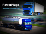 PowerPoint Template - The Tanker truck on motorway. Motion blur