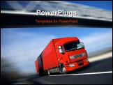PowerPoint Template - speed red semi truck on road or highway