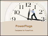 PowerPoint Template - clock hands being pushed back by a business man