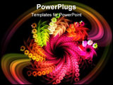 PowerPoint Template - Colorful twirl flower rays on dark background