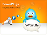 PowerPoint Template - Nice blue twitter bird with comment cloud