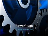 PowerPoint Template - two chrome metal gears on blue rays background