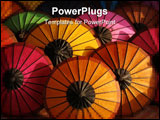 PowerPoint Template - Colorful sun umbrellas displayed in a market in Laos