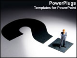 PowerPoint Template - A figurine stands on question mark.