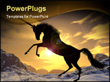 PowerPoint Template - A fantastic unicorn silhouetted against the sunset