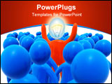 PowerPoint Template - iddle of the crowd of blue figures. Concept of uniqueness, being different from rest of the team or