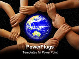 PowerPoint Template - Hands framing the earth in a global team theme
