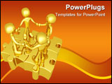PowerPoint Template - 3d people holding hands while standing on connected puzzle pieces.