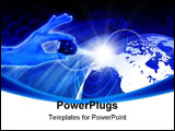 PowerPoint Template - Hands line planet earth. The symbol of high technology