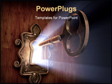 PowerPoint Template - A close-up of a key moving towards the key hole.