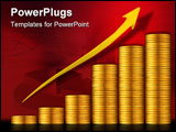 PowerPoint Template - Close up of Gold Coin Graph on white background.
