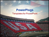 PowerPoint Template - crowd at car race making usa sign in the stands