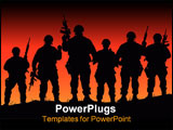 PowerPoint Template - Abstract vector silhouette illustration of some soldiers on patrol