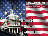 PowerPoint Template - s Capitol Building With Flag dome of US Capitol building Washington DC with jigsaw effect over ripp