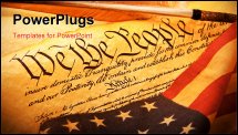 PowerPoint Template - Old fashioned American Constitution - We the people with USA Flag