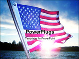 PowerPoint Template - This U.S. flag waves over a beautiful sunset and beneath dark clouds.