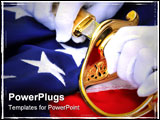 PowerPoint Template - White gloves sabre and flag - symbolic of a United States Marine.