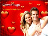PowerPoint Template - Valentines background with hearts and red swirls