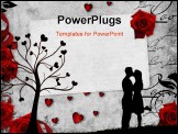 PowerPoint Template - Romantic vintage background with red roses and text love