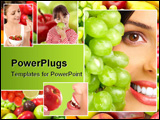 PowerPoint Template - Young smiling woman with fruits and vegetables