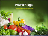 PowerPoint Template - Close up view of nice fresh vegetables on green summer back